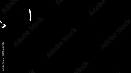 Abstract white glitch lines and scratches animation on black background, grunge texture loop