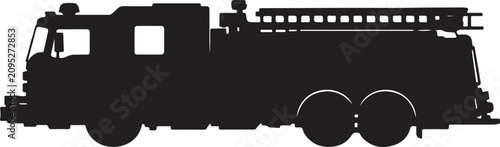 Cuadro en lienzo Fire truck, fire engine, emergency vehicle silhouette vector