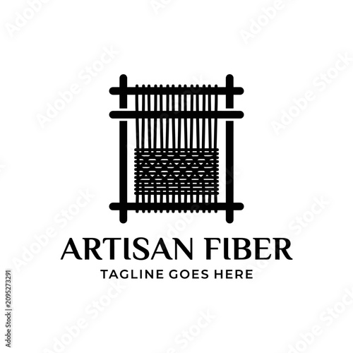 Traditional weaving loom logo for textile and craft branding.