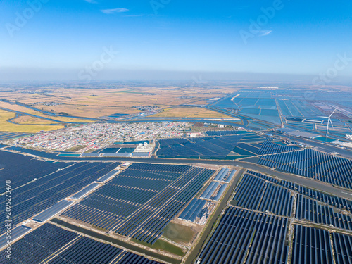 Canvastavla Village, fishpond, solar photovoltaic panels and paddy fields