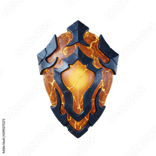 Fantasy Shield with Glowing Molten Core and Dark Armor
