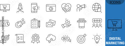 Canvas Print Digital marketing strategy line icons