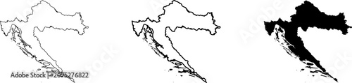 Принти на полотні Croatia Map Outline Border Vector Silhouette Country Shape Geographic Contour SV