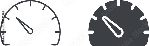 Obraz na płótnie Speedometer icon vector set with linear outline and solid filled dashboard gauge