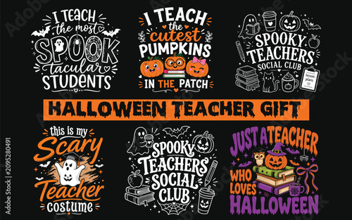 Spooky Teacher Halloween Bundle, Trick or Teach, Math Teacher Halloween, Teacher Shirt Design PNG SVG