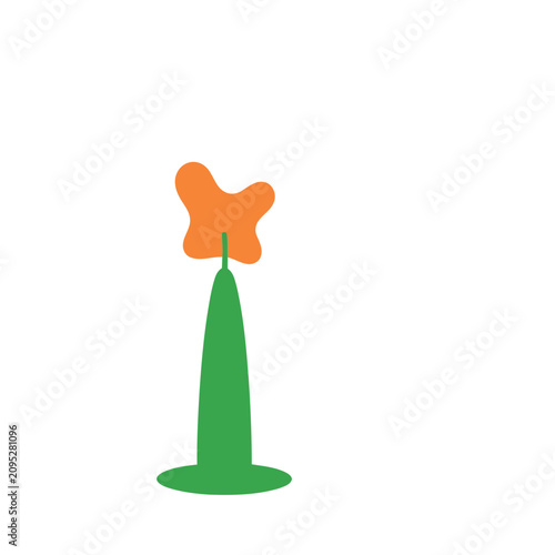 Abstract green stem with orange blob
