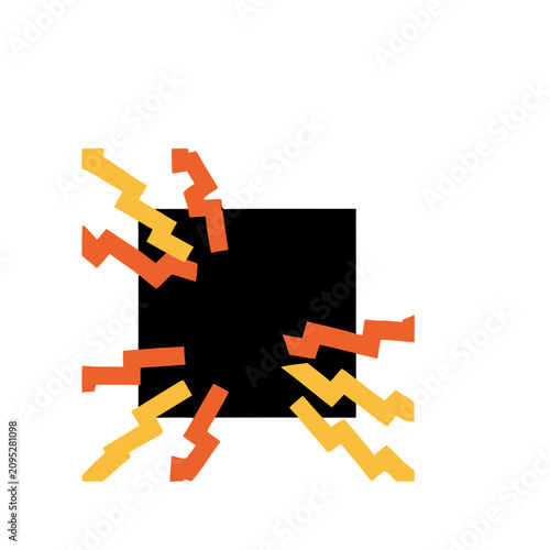 Abstract Geometric Shapes with Lightning Bolt Elements