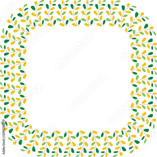 Принти на полотні Leaves branch plant arranger surrounded frame border square shape