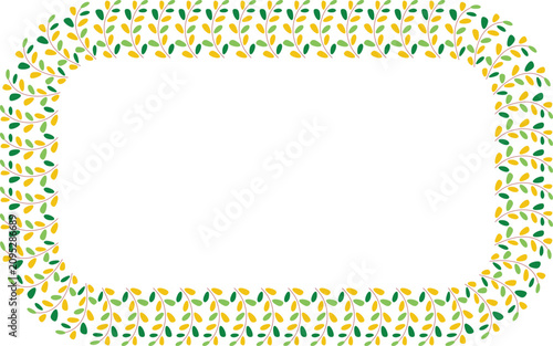 Leaves branch plant arranger surrounded frame border square shape