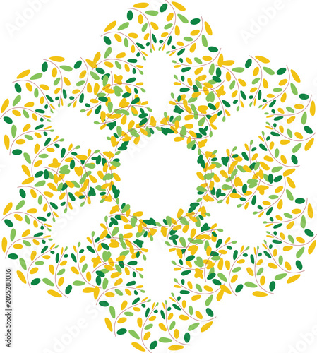 фотографія Leaves branch plant arranger surrounded frame border flower shape