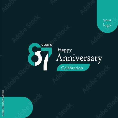 A vector design for a celebratory number a birthday or anniversary logo marking an 87th milestone suitable for institutions, media outlets, companies, and individuals alike.