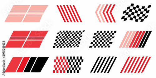 racing stripes and checkered flags vector illustration on white background graphic design pattern speed motorsport auto symbol icon sport competition