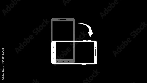 Animated Smartphone Rotation Arrow, Screen Orientation Icon. Mobile Phone Screen Rotate Arrow Icon Animation