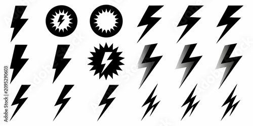 Foto collection of vector lightning bolt symbols on white background symbol icon elec