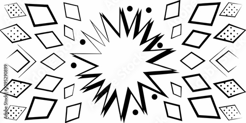 Billede på lærred burst lines and explosion in black and white comic book style radiating spikes s