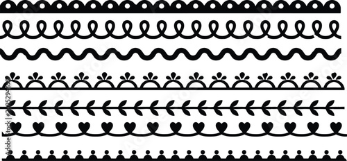 Decorative Border Strips Collection with Floral, Leaf, Wave and Geometric Seamless Vector set Borders