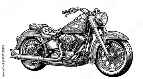 Fotografía Detailed cruiser motorcycle illustration with decorative tank art