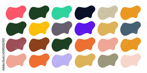 Tableau sur toile organic blob shapes in vibrant flat colors on white background colorful abstract
