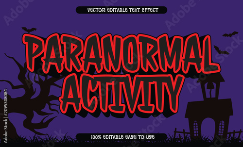 Spooky paranormal activity Text Effect with Red Paranormal font style on Purple Haunted House Background