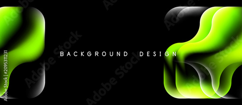 Cuadro en lienzo Abstract green shapes over black background