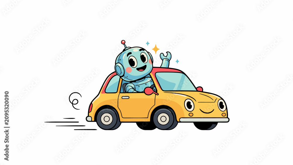 Fototapeta premium Robot driving a car