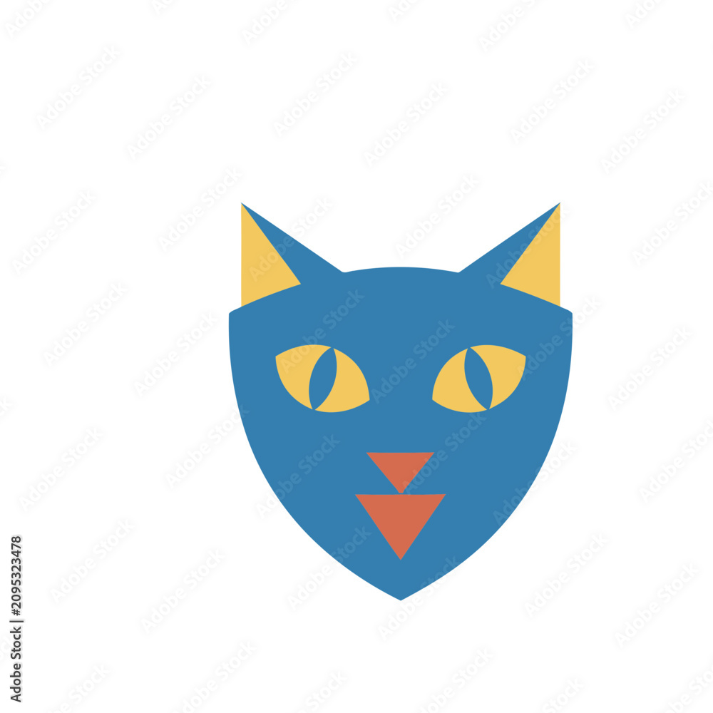 Fototapeta premium Stylized Blue Cat Face Icon