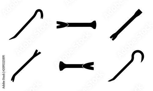 Cuadro en lienzo Crowbar Icons Set, Pry Bar Tools Collection, Heavy Duty Lever Vector Graphics