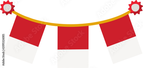 Bild auf Leinwand Indonesian Flag Bunting Garland Front View for Independence Day Celebration Vect