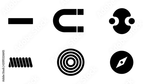 Valokuva Magnet Icons Set, Physics Symbols, Science Vector Graphics, Magnetic Field Eleme