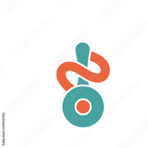 Abstract geometric shape with orange and teal colors