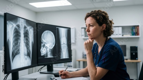 Doctor examining brain X ray scan