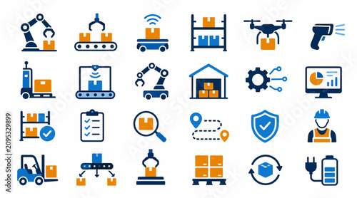 Flat Design Icons for Logistics and Industry Concepts.