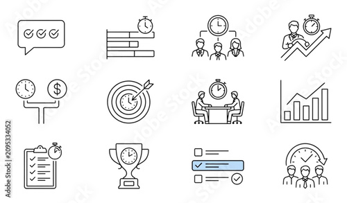 Time management and productivity icon set business efficiency concepts