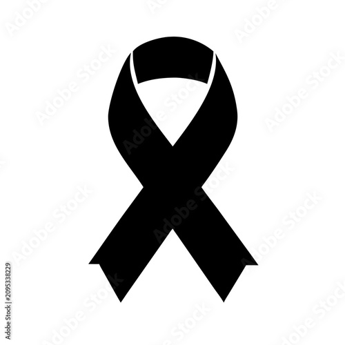Awareness Ribbon Vector - Cancer Support Black Silhouette Symbol