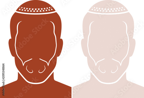 Photography Dark brown vector silhouette striking portrait of a bearded Jewish man smiling w