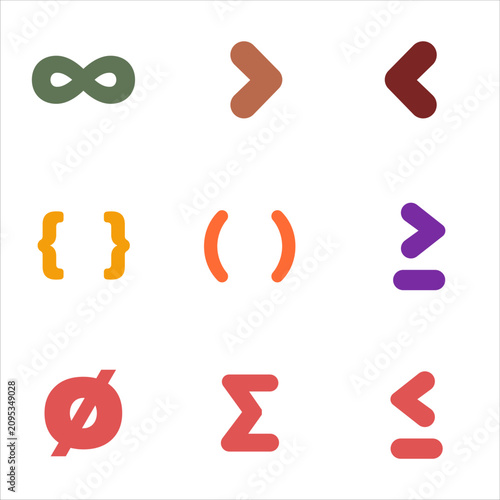 Canvastavla A charming set of hand-drawn style icons featuring math and coding symbols including infinity, arrows, brackets, parentheses, sigma, and null sign