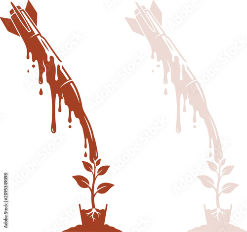 Vászonkép Light beige vector graphic showing explosive falling deadly ordinance transformi