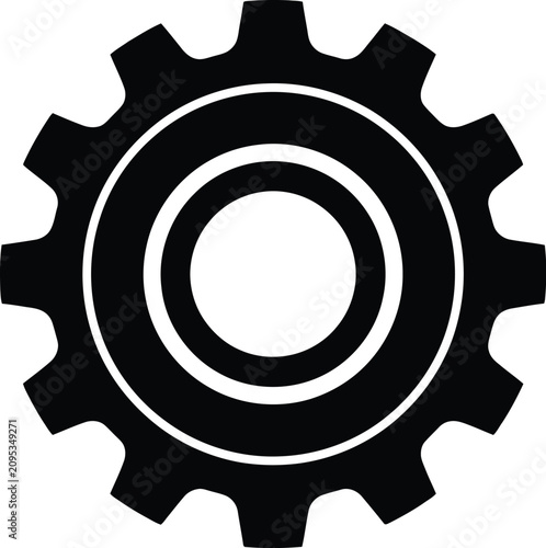 Technical blueprint gear icon with rings