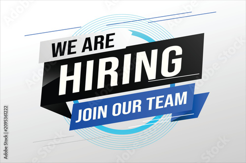 Tablou pe pânză hiring recruitment Join now design for banner poster We are hiring lettering with geometric shapes lines