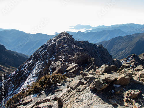 Mount Jade trekking route and summit scenery in Yushan National Park, Taiwan
