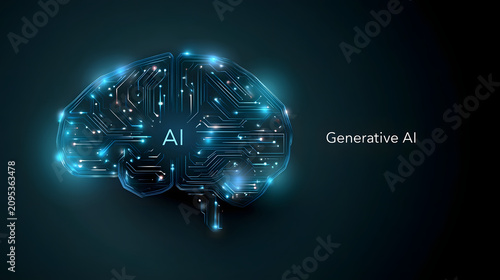 Futuristic AI Brain Concept Background