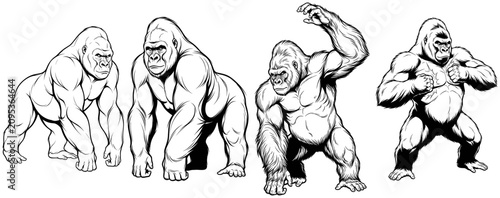 Canvas Print Powerful gorilla set
