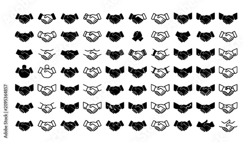Foto Business Handshake Icon Set Black and White Partnership Agreement Trust Collabor