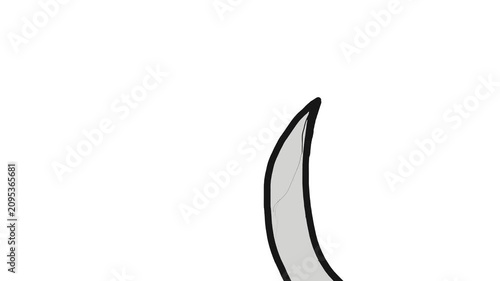 A large claw or sharp protrusion appears from below and moves across the entire screen.
