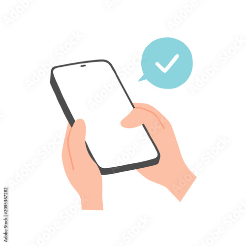 スマホを両手で操作する手のイラスト