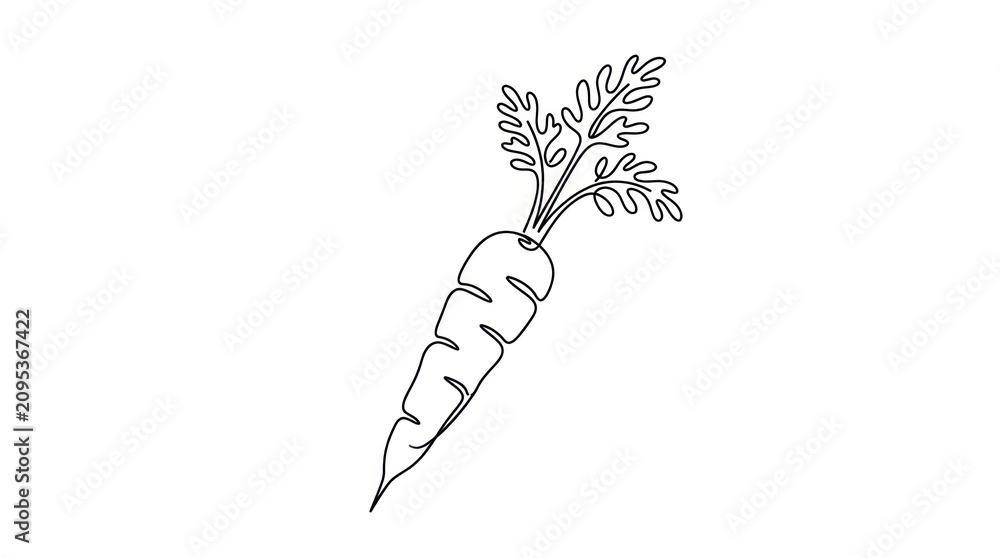 Naklejka premium Minimalist carrot line art illustration on white.