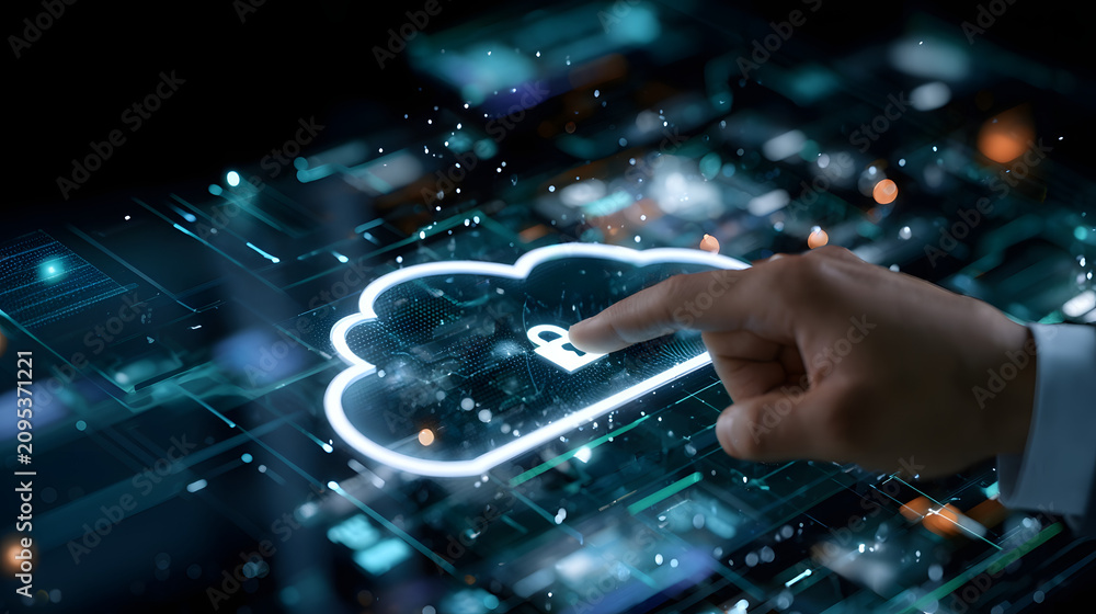 Fototapeta premium Cloud Security Lock Interface