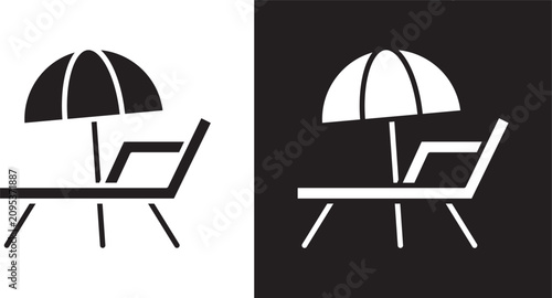 Tableau sur toile Beach chair with umbrella icon