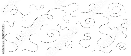 Bild auf Leinwand Path travel dotted line trip dashed trace destination track plan and silhouette, travelling symbol