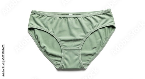 Sage green cotton women's briefs on white background.